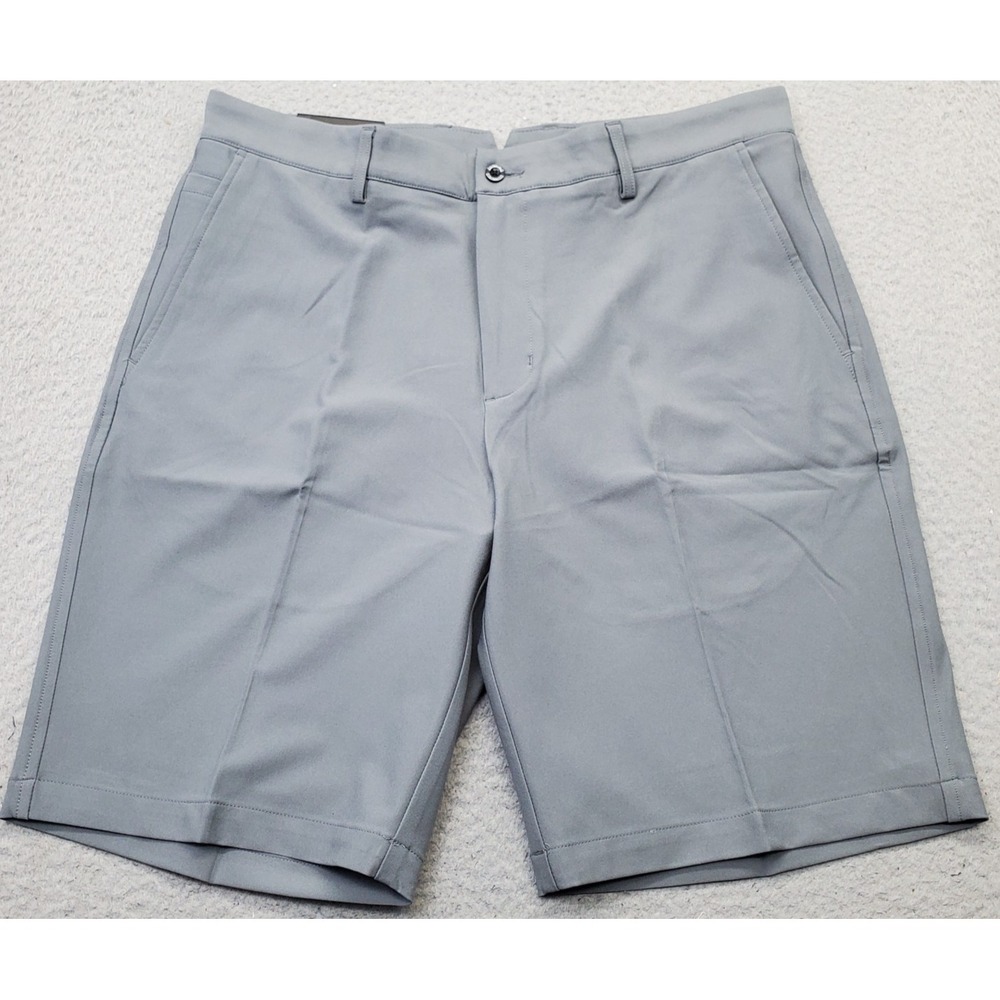 Dunning Golf Shorts Mens 34 Gray Player Fit Woven Performance Stretch Flat Front